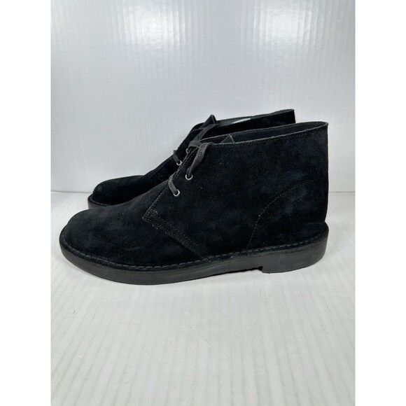 Size 9.5 Clarks Shepton Black Noir Suede Boots Shoes Mens Cushion 79926 NEW main image 5